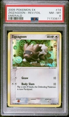 $0.99 • Buy 2005 Pokemon Ex Emerald 74 Zigzagoon Reverse Holo Stamped Psa 8 Nm Mint