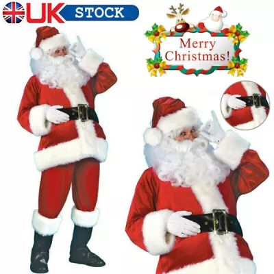 £16.96 • Buy Santa Claus Costume Father Christmas Flannel Suit Mens Adult Fancy Dress Outfit