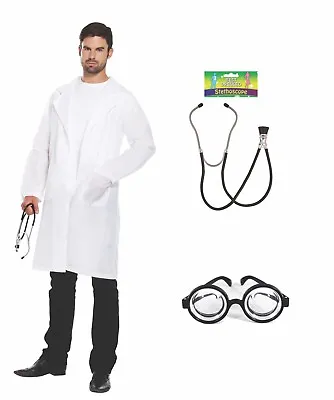 £9.95 • Buy Doctor Coat Fancy Dress Costume Lab Jacket Surgeon Crazy Mad Scientist