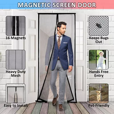 Magnetic Screen Door Mesh Curtain Durable Heavy Duty Mosquito Net Bug Hands Free • $13.15