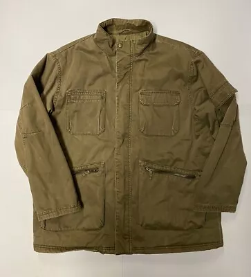 Vintage Arizona Army Field Jacket Mens 2XL Green Canvas Insulated • $29.95