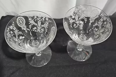 Vintage Clear Floral Cocktail Glass Lot Of 2 • $15