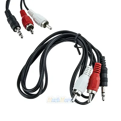 3.5mm 1/8  Male Stereo Mini Plug Jack TO 2 RCA Stereo Phono Audio Speaker Cable • $7.59