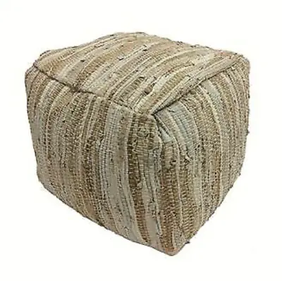 Designer Retro Alta Leather Ottoman/ Pouffe • $135