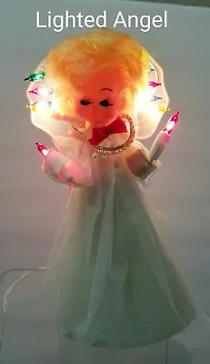 Vintage 10 Light Angel Tulle Blond Tree Topper 8  • $14