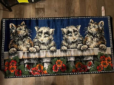 Vintage Kittens On Wall Tapestry Rug Wall Hanging 38”x 19.5”_ Made In Italy • $29.99