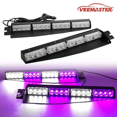 34  32 LED Purple Sunvisor Emergency Warning Strobe Light Bar Funeral Service • $64.99