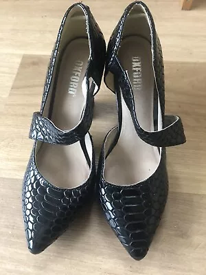 Oxford Black Patent Leather Heels With Strap. Size 6 • $20