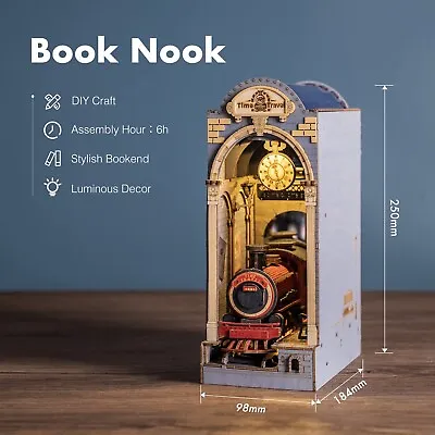 🇬🇧brand New Genuine Rolife Time Travel 3d Wooden Puzzle Book Nook Night Light • £33.49