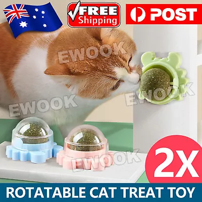 $15.85 • Buy 2X Rotatable Cat Treat Toy With Catnip Snack Licking Ball Kitten Pet Molar Toys