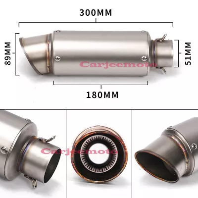 2inch Universal Motorcycle Exhaust Muffler Tips Exhaust Muffler Tail Pipe 300mm • $37.99