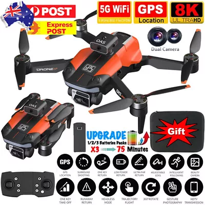 $105.99 • Buy 8K GPS 5G WiFi FPV Drone With Dual HD Camera RC Quadcopter Brushless Drones Gift