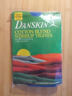 VTG 80's DANSKIN Cotton Blend Stirrup Tights Cobalt Size C New • $18