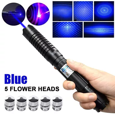 8000Miles Blue Dot Laser Pointer Pen SOS Visible Beam Light Lazer Torch W/ 5 Cap • £37.99