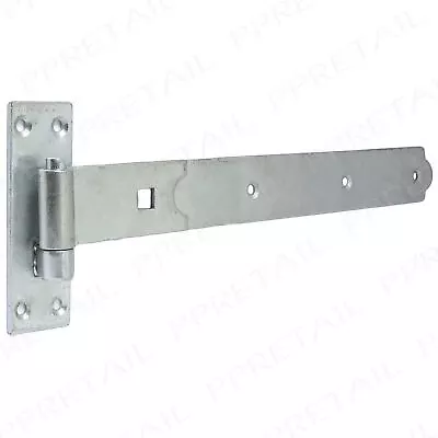 HOOK & BAND HINGES X4 Large Galvanised Silver Heavy Duty Cranked 16  Garage Gate • £18.79