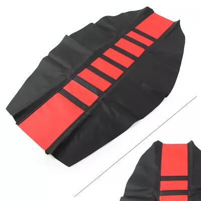 Red Motor Gripper Soft Seat Cover Rib Skin Rubber For Dirt Pit Bike Universal • $20.49