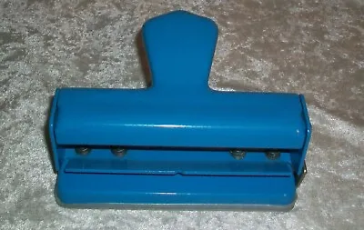 Blue Enamel Swedish Esselte Dymo Vintage Four Hole Paper Punch Puncher Sweden • $30.40