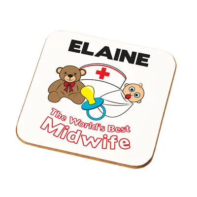 Personalised Worlds Best Midwife Coaster Gift Mums Daughters Nursing Present • £4.99