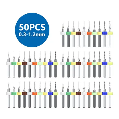 50PCS Carbide Micro Drill Bits Set 0.3-1.2mm PCB Driiling Bit For CNC Engraving • $14.99