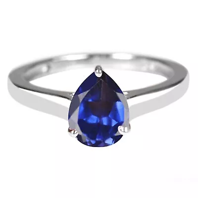 1.50Ct Pear Shape AA Grade Natural Blue Tanzanite Ring In Solid 14KT White Gold • $256