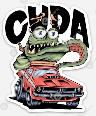 Muscle Car Cuda STICKER - Ratfink Style American Made Rat Fink Barracuda Decal • $5.55