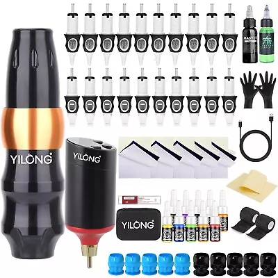 YILONG S4 Wireless Tattoo Pen Machine Kit 1200mAh Power Supply 20PCS Needles • $59.99