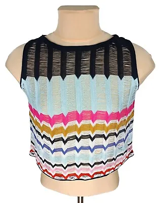Missoni Womens Multicolor Striped Knitted Sleeveless Cropped Top Size M • $40.50