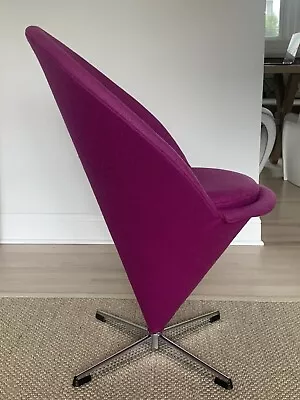 Wonderful Mid-century Cone Chair Designed By Verner Panton In Pink Wool Fabric • $900