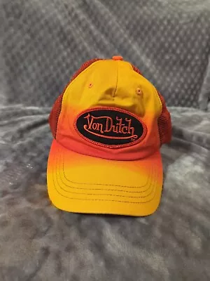 Von Dutch Hat Adults One Size Neon Orange Snapback Cap Trucker Mesh Y2K • $29.99