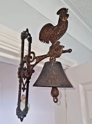 Vintage Reclaimed Cast Iron Cockerel Wall Mounted Bell • £19.99
