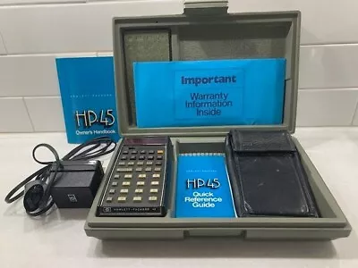 Vintage HP-45 Calculator 2 Cases Charger & Manuals.  Tested And  Works. • $100