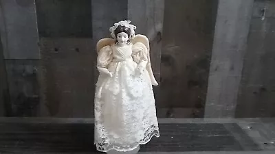 Vintage Angel Tree Topper - Porcelain Head & Hands-11' Tall • $17.99