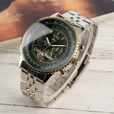 JARAGAR Automatic Watch For Men Mechanical Watches Date Tourbillon Dial Reloj • £42.17
