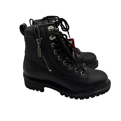 Milwaukee Freedom Flex Moto Boots Womens 7 Leather Moto Zip Lace Up MB208 NEW • $99.95