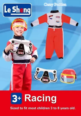 H-J4-4 Kids Boys Race Car Driver Book Week Costume W/ Helmet & Accessory 3-8 Yrs • $18.25