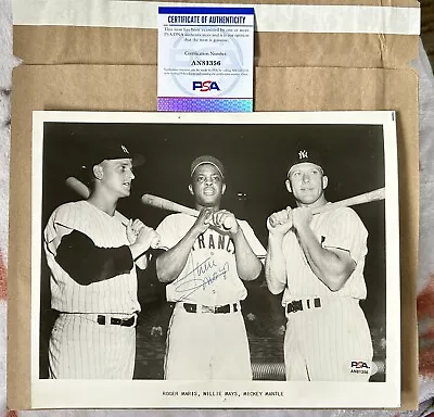 Willie Mays Autographed Picture With Mickey Mantle & Roger Maris -PSA Certified • $199.99