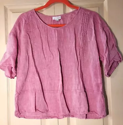 J Jill Pure Jill Women's Small Petite Linen Rayon Short Sleeve Top Pink Woven • $16.99