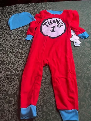 NWT 4T 4 Boys Girls THING 1 Sleeper CAT IN THE HAT Costume Pajamas Dr Seuss Fall • $29.90