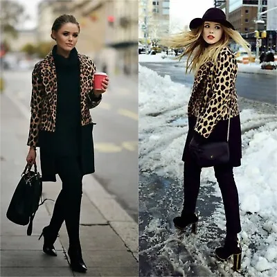 $130 • Buy Zara Kayture Combined Leopard Animal Print Coat Wool Cashmere Size XS