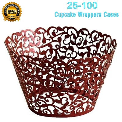 £3.89 • Buy 25-100 Filigree Vine Cupcake Wrappers Cases Gift Xmas Wedding Birthday Cake UK