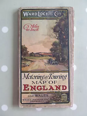 Vintage Linen Ward Lock Motoring & Touring Map Of England Sheet 12 - Birmingham • £5