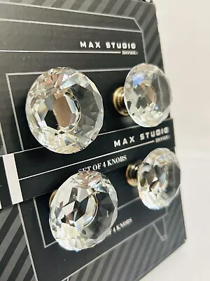 MAX STUDIO Clear Crystal Style Pulls Knobs For Drawers Cabinet New Set Of 4 • $25