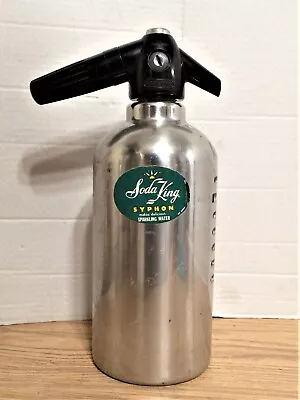 Vintage SODA KING Metal/Glass Seltzer Soda Bottle Syphon Sparkling Water ArtDECO • $25.99