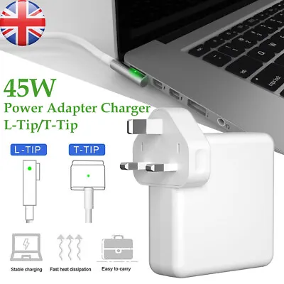 45W AC Power Adapter Charger Magsafe1&2 For MacBook Air Or Pro L-Tip T-Tip UK • £11.99