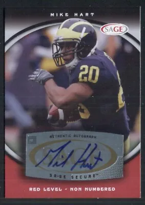 2008 SAGE Mike Hart Rookie Auto Red Level Michigan Wolverines (read) • $17.99
