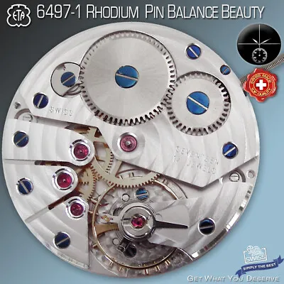 Movement Eta 6497-1 Highend Rhodium Elabore Pin Balance ¾ Bridge 17 Jewels • $490