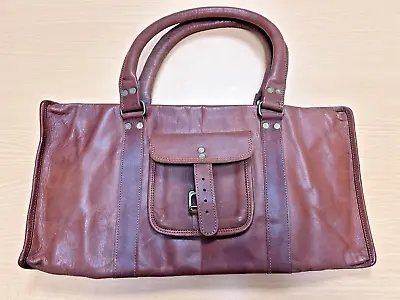 Handmade Brown Leather Holdall - Strap And Handles - 2nd Quality - 60% OFF RRP • £54