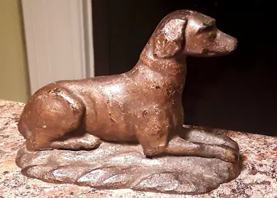 Antique Cast Bronze SITTING But Attentive DOG STATUE    No Reserve • $35