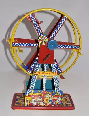 Vintage 1950's Tin Toys  The Giant Ride  Wind Up Ferris Wheel Missing Chair • $41.06