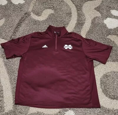 Mississippi State Bulldogs Adidas Climalite Short Sleeve Polo Shirt XL 1/4 Zip • $25